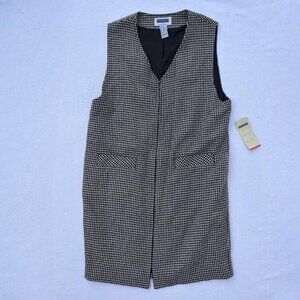 NWT Vtg Prophecy Sag Harbor Wool Blend Houndstooth Sleeveless Midi Dress Sz 14